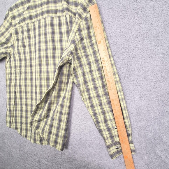 Eddie Bauer Shirt Mens XL Tall Yellow Gray Plaid Button Down 100% Cotton Preppy - Picture 6 of 8